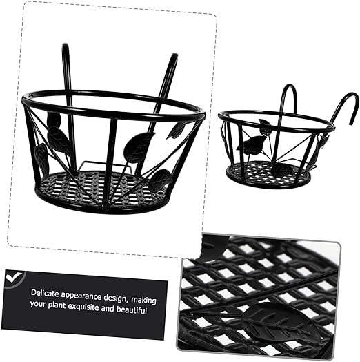 1pc Small Leaf Flower Basket Outdoor Decor Metal Fence Hanging Flower Pot Holder Railing Planter Hanger Hanging Planter Pots for Plants Flower Hanging Holder Window Leaves Iron - Image 6