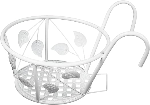 1pc Small Leaf Flower Basket Outdoor Decor Metal Fence Hanging Flower Pot Holder Railing Planter Hanger Hanging Planter Pots for Plants Flower Hanging Holder Window Leaves Iron - Image 8