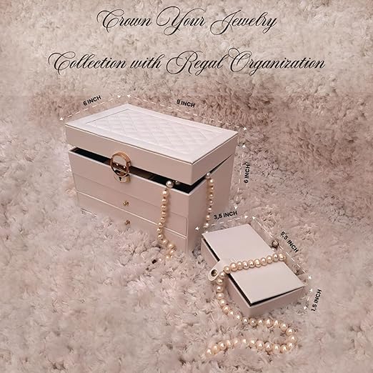 3 Layer Jewelry Organizer with Travel Jewelry Case - Jewelry Box with 2 Drawers - Large Jewelry Boxes for Women - Luxury Lockable Jewelry Holder Organizer - Gifts for Women - Image 6