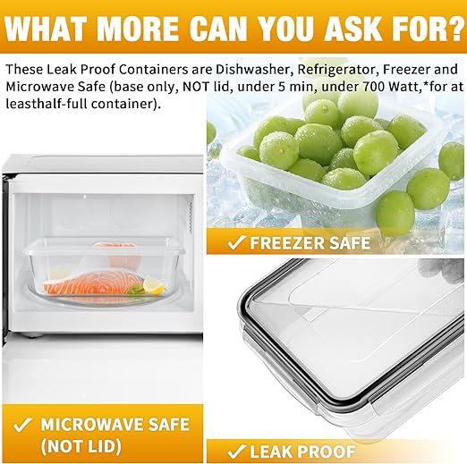 Airtight Food Storage Container Set, Fridge Pantry Organiser Ideal for Home & Kitchen Organisation - Meal Prep Containers & Lunch Box with 100% Leak Proof Lids - Image 6