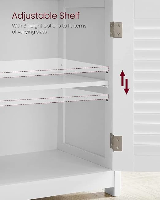 Bathroom Floor Cabinet, Bathroom Storage Cabinet, Freestanding, with Double Shutter Doors and Adjustable Shelf, for Bathroom, Living room, Entryway, Kitchen - Image 5