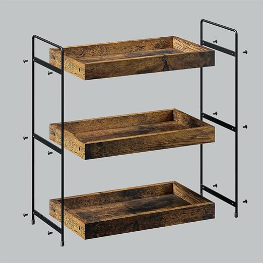 Bathroom Organizer Countertop, 3 Tier Wood Spice Rack Organizer for Kitchen Counter, Vanity Skincare Organizers Shelf for Bathroom Storage Organization, Rustic Brown - Image 6