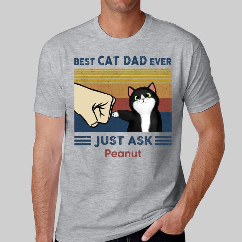 Best Cat Dad Fluffy Cat Personalized Light Color Shirt - Image 2
