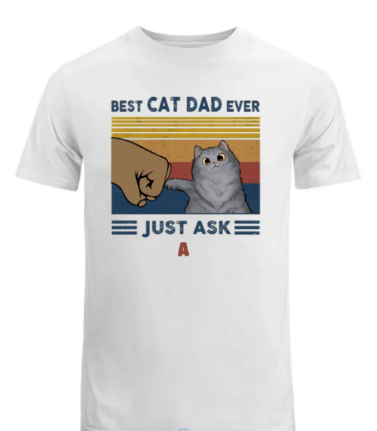 Best Cat Dad Fluffy Cat Personalized Light Color Shirt - Image 3
