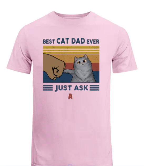 Best Cat Dad Fluffy Cat Personalized Light Color Shirt - Image 5