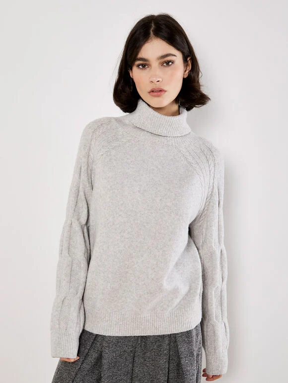 Cable Knit Roll Neck Jumper - Image 3