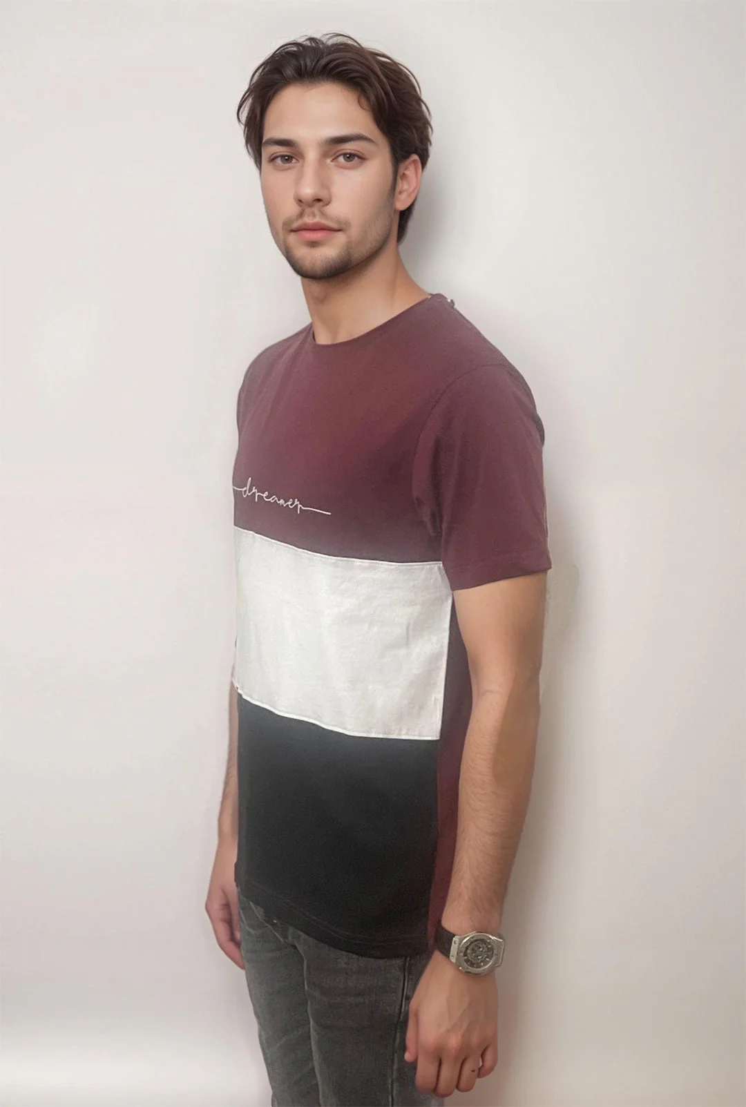 COLOR BLOCK MEN'S OUTFITS CREW NECK TEE - Image 2