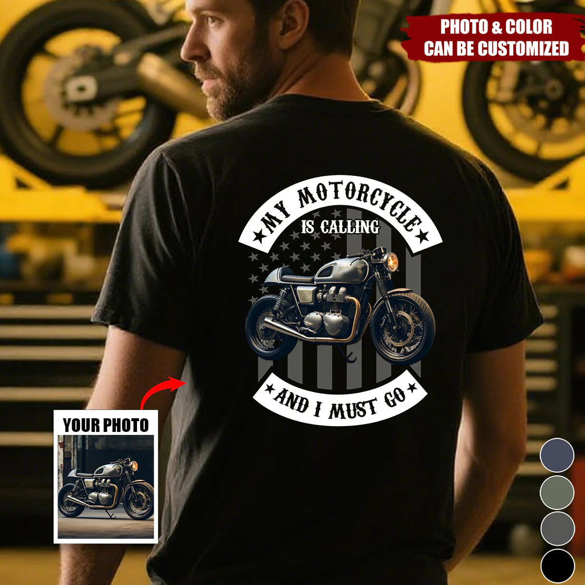 Custom Photo My Motorcycle Is Calling - Personalized Shirt, Gift For Biker, Motorcycle Lovers - Image 2