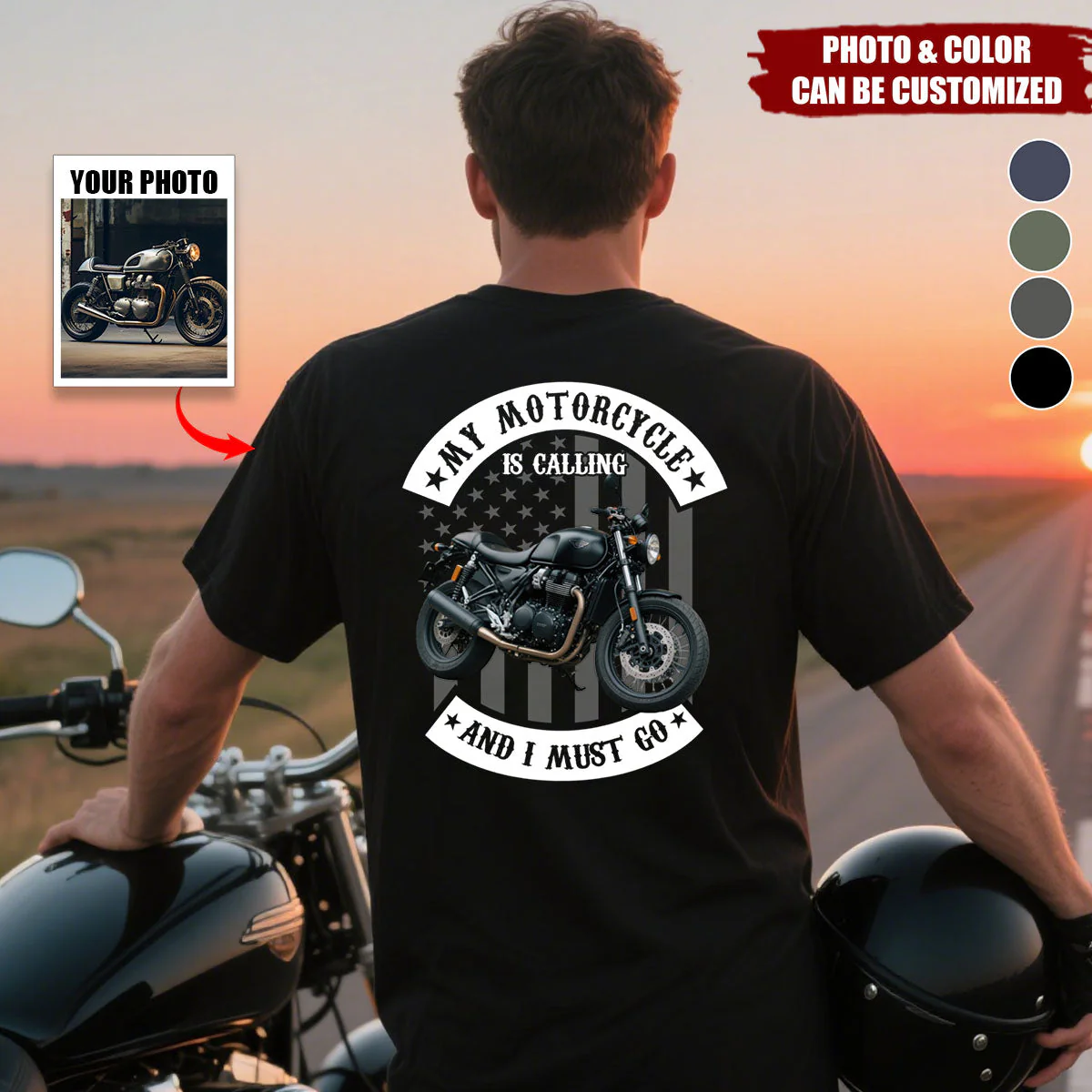 Custom Photo My Motorcycle Is Calling - Personalized Shirt, Gift For Biker, Motorcycle Lovers - Image 3