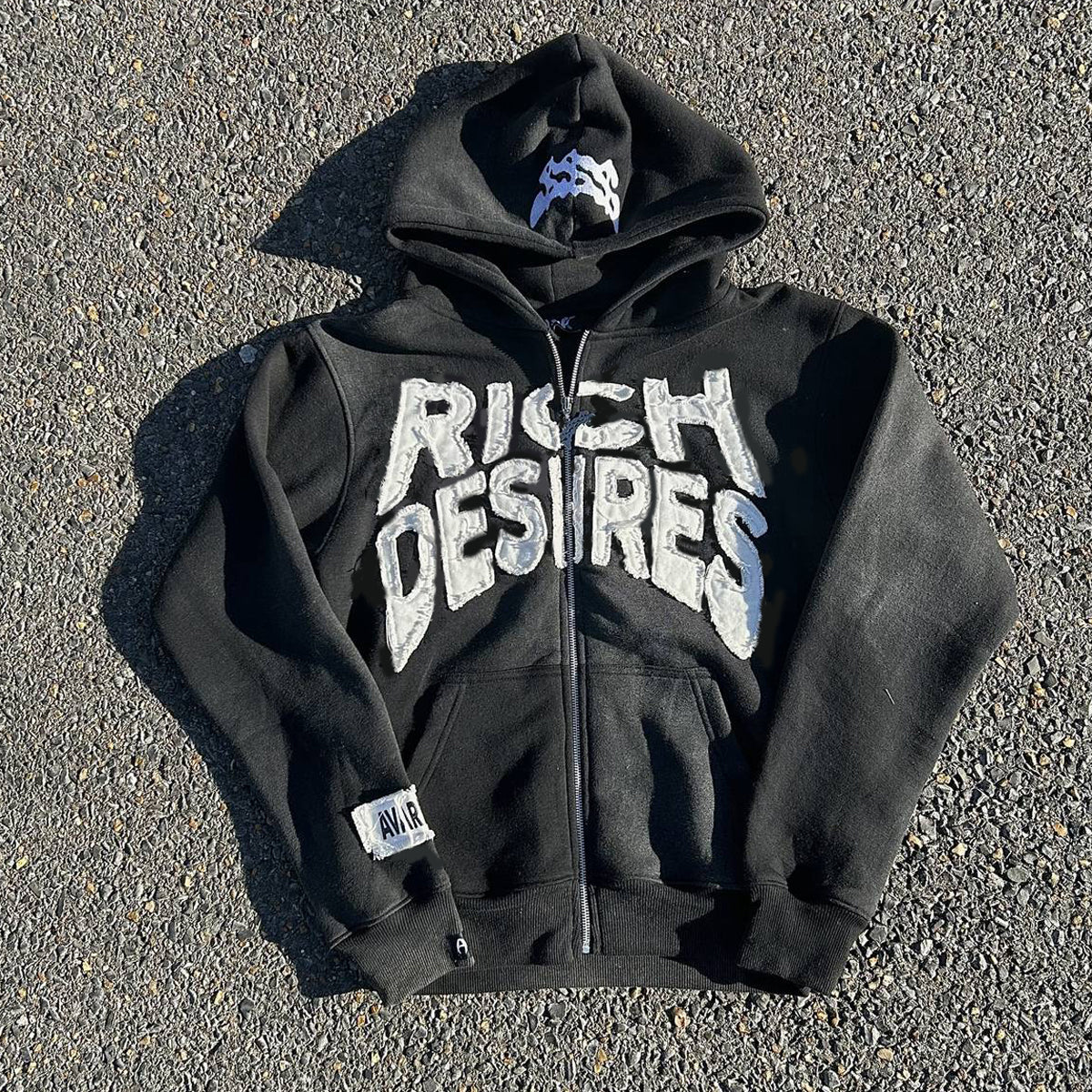 Desire Casual Street Vintage Zip Hoodie - Image 2