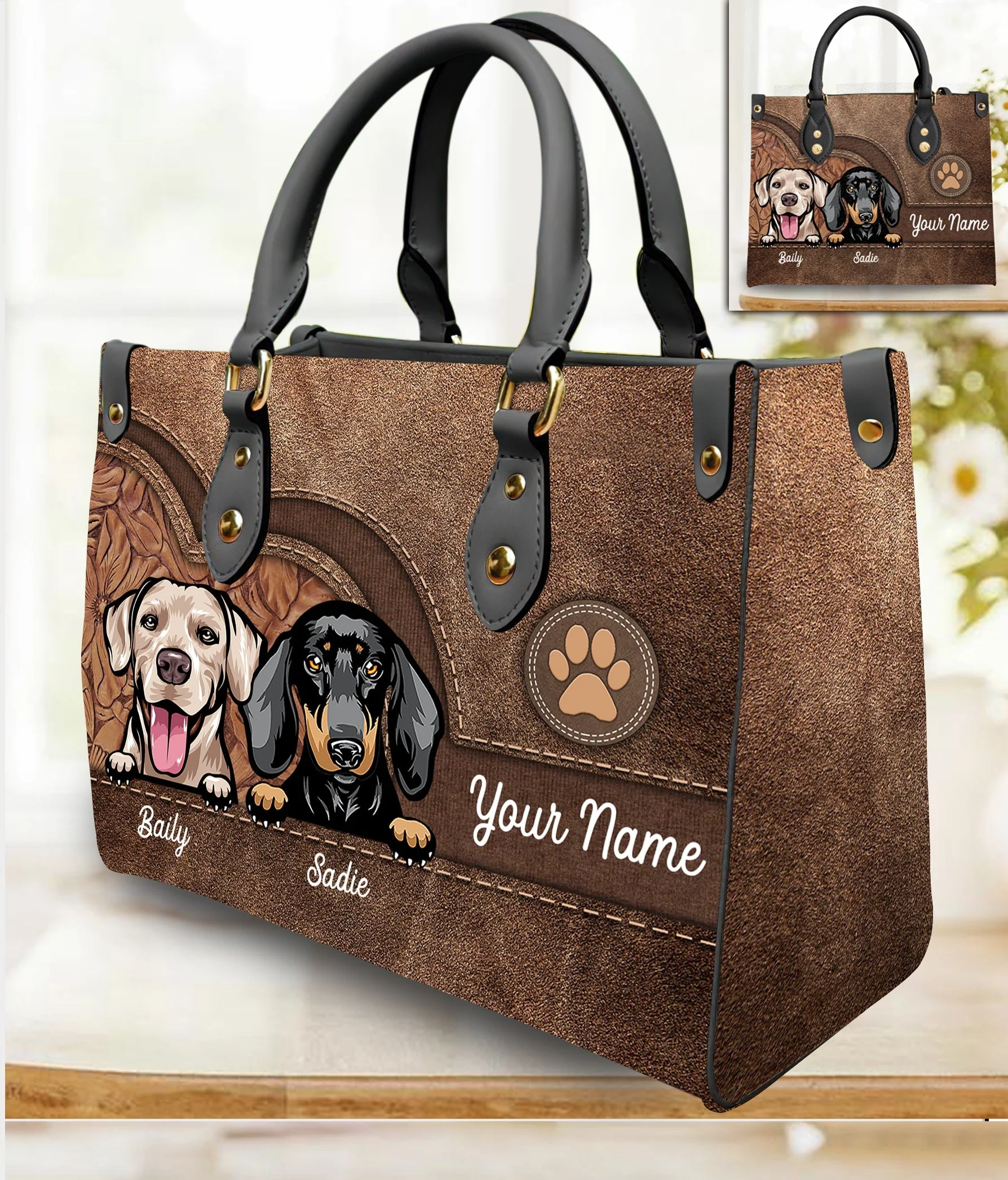 Dog Colorful Personalized Leather Handbag - LD016PS08 - Image 2