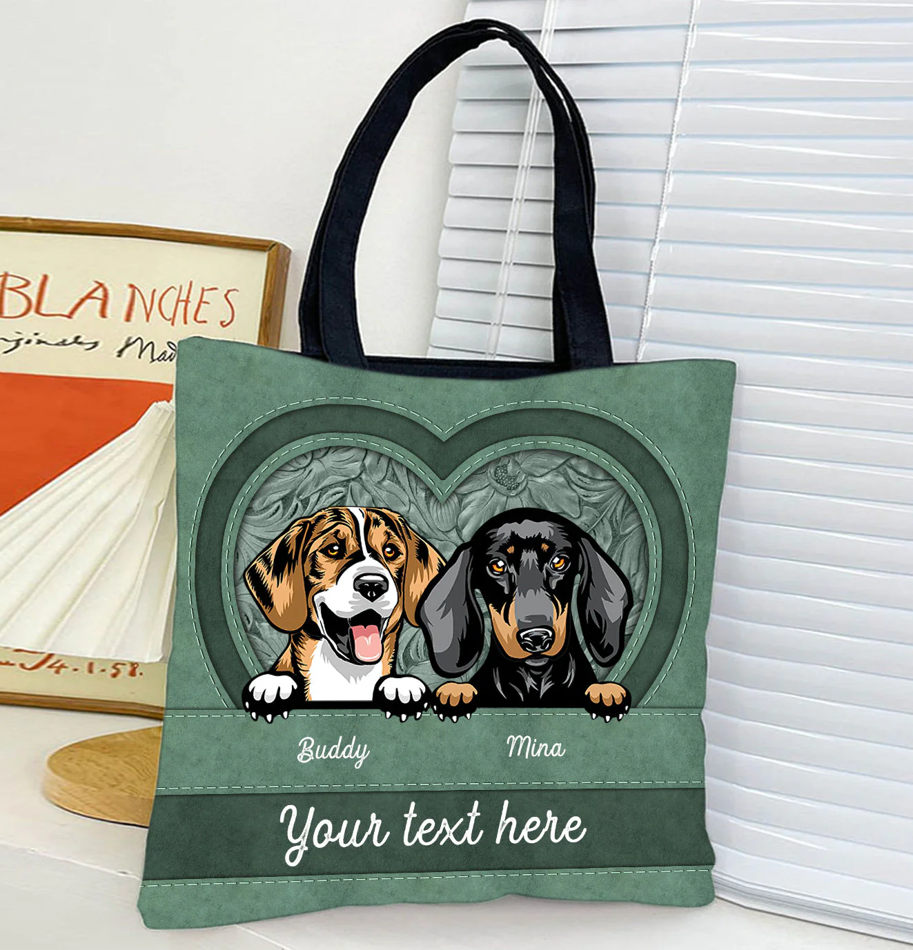 Heart Shape Colorful Dog Personalized All Over Tote Bag, Personalized Gift for Dog Lovers, Dog Dad, Dog Mom - TO150PS02 - Image 3
