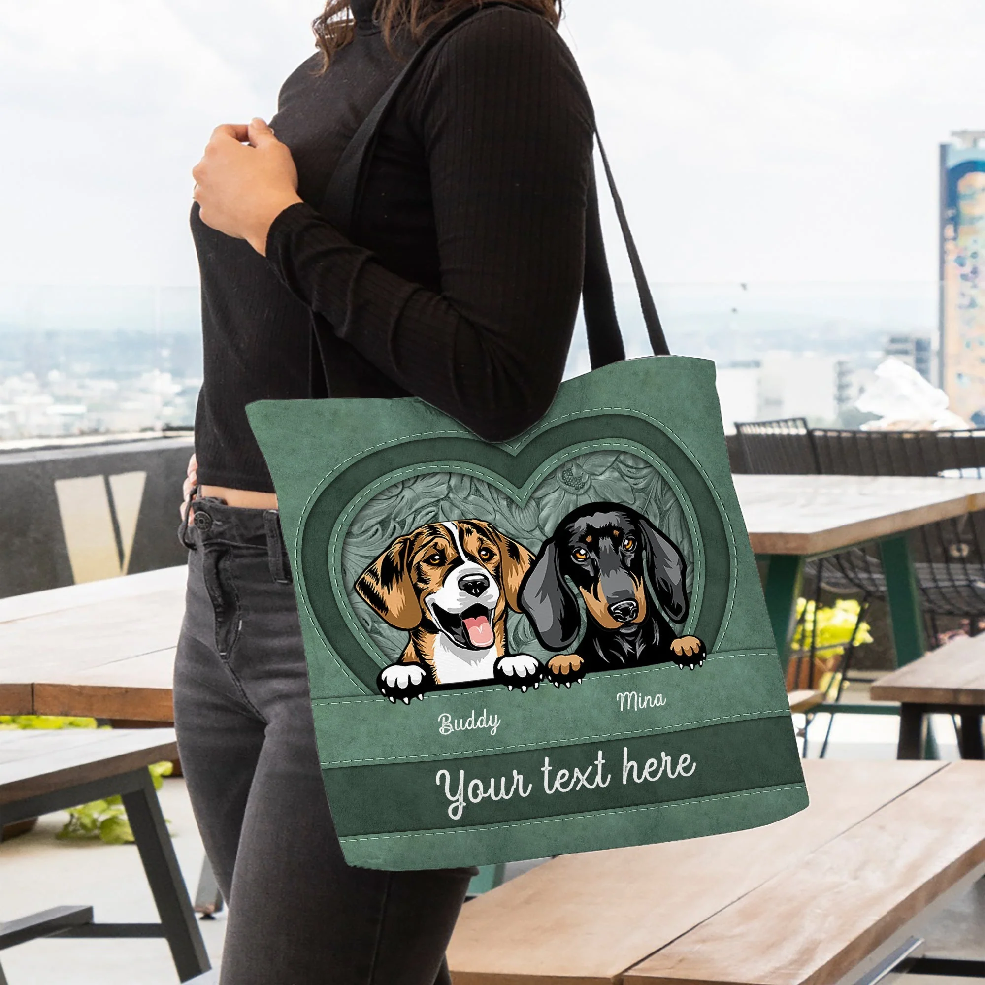 Heart Shape Colorful Dog Personalized All Over Tote Bag, Personalized Gift for Dog Lovers, Dog Dad, Dog Mom - TO150PS02 - Image 4