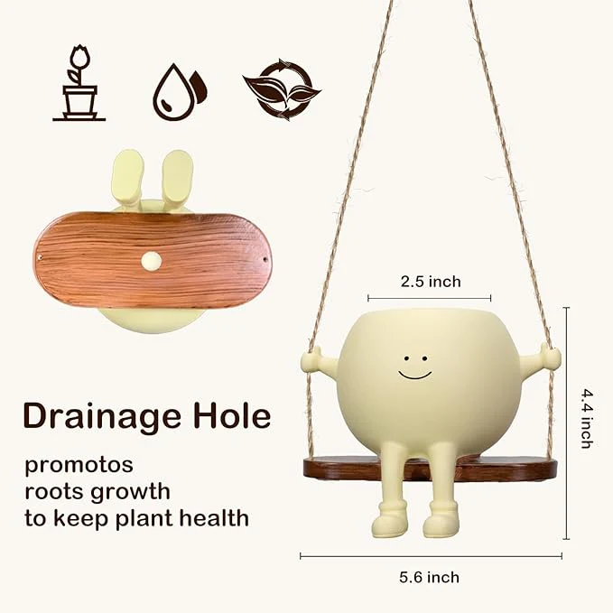 Face Plant Pot,Succulent Pots,Small Flower Pots,Gift Planter with Drainage Hole,Unique Cute Plastic Flower Pot with Face,Novelty Planter,Hanging Planters for Indoor and Outdoor (Smiles) - Image 5