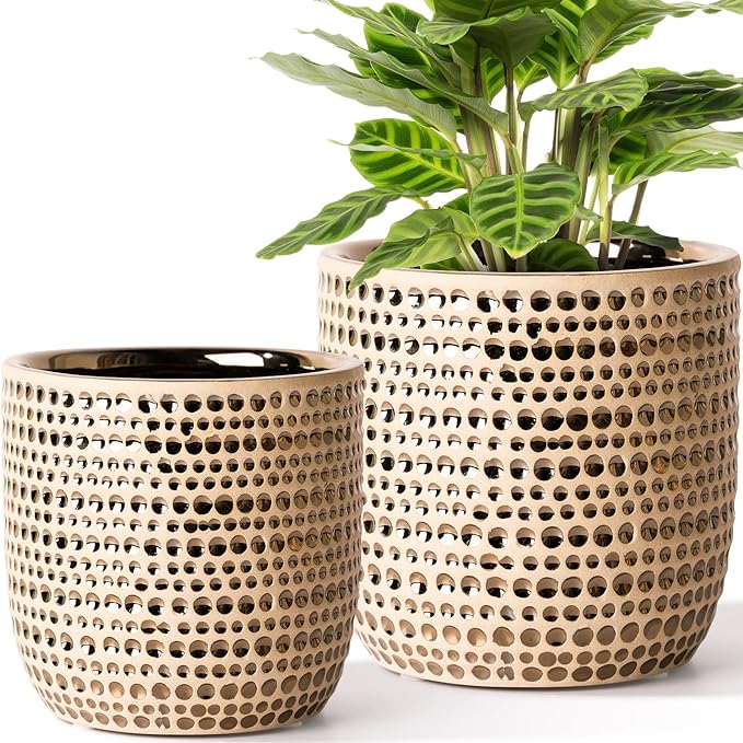 Gold Planters for Indoor Plants Flower, 2 Pack 6/5 Inch Ceramic Houseplant Pots with Drainage Hole, Stopper, Foam Pads Perfect for Home Decor, Holidays and Birthday Gifts - Image 4