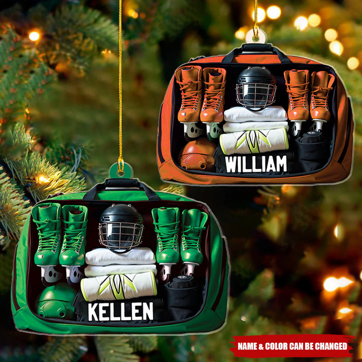 Ice Hockey Bag Personalized Ornament, Gift For Ice Hockey Lovers - Image 3