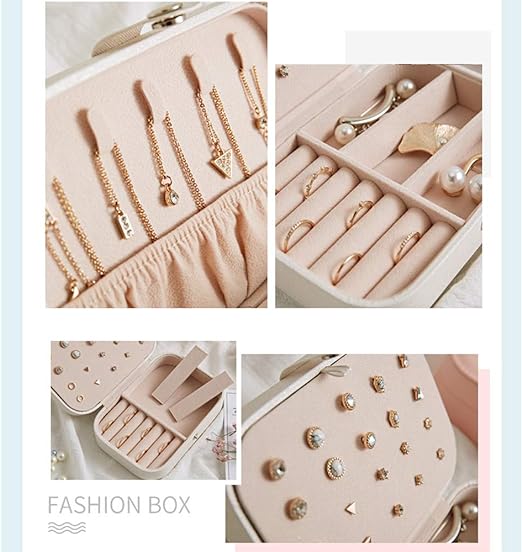Jewellery Box Organizer, Portable Jewelry Travel Storage Organisers Case for Rings Necklace Stud Bracelets Gift Box for Women Girls - Image 3