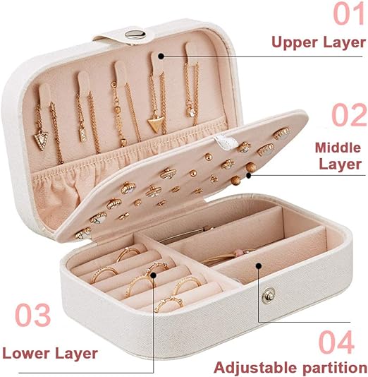 Jewellery Box Organizer, Portable Jewelry Travel Storage Organisers Case for Rings Necklace Stud Bracelets Gift Box for Women Girls - Image 4