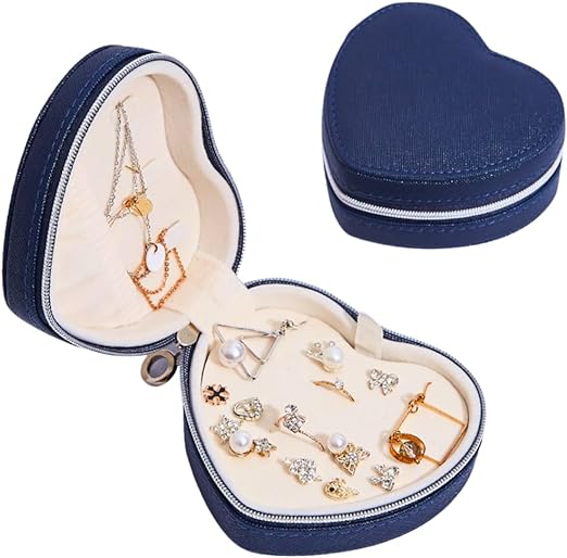 Jewellery Case,Love Shape Vegan Leather Jewellery Box, Small Jewellery Organizer Storage Case, Portable PU Leather Mini Jewelry Travel Case for Girls Womens Earring, Necklace, Rings,Bracelets - Image 7