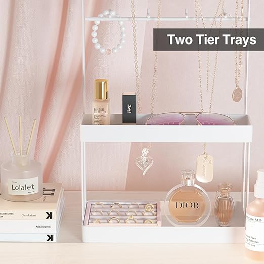 Jewelry Organizer Stand Holder, 4-Tier Cute Necklace Holder Stand Rack with 12 Hooks Place Rings Necklaces for Teen Girl Room Decor - Image 6