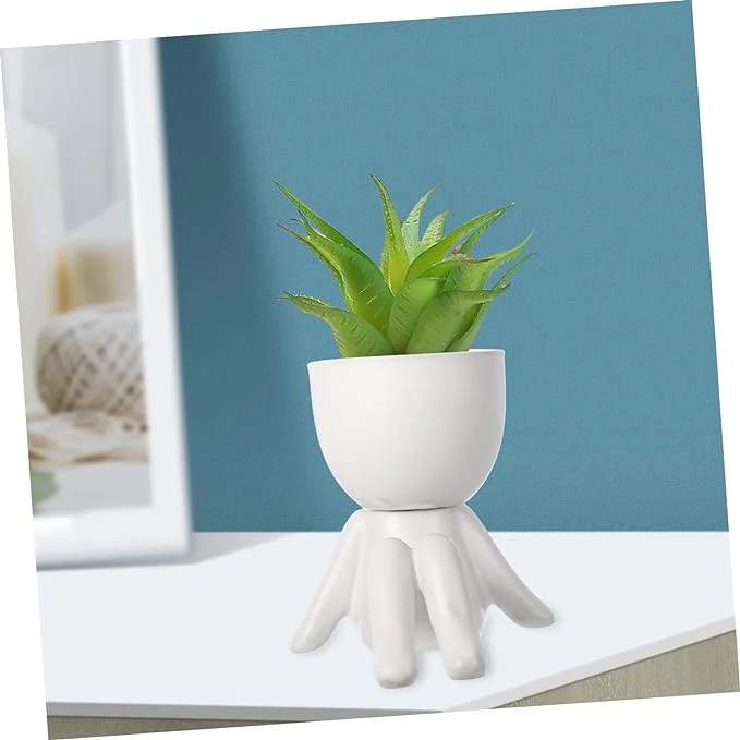 Little People Flower Pot Ceramic Flower Pot Succulent Pot Small Fake Plants Succulents Pots Sculpture Head Vase Air Plants Pot Garden Ceramic Planter Pots Fun Plant Pots Indoor Bud - Image 7