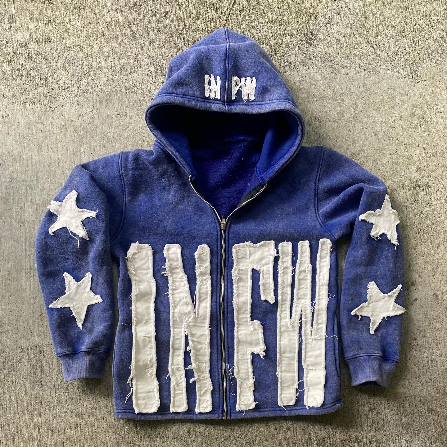 Lucky Embroidered Applique Street Casual Zip Hoodie - Image 4
