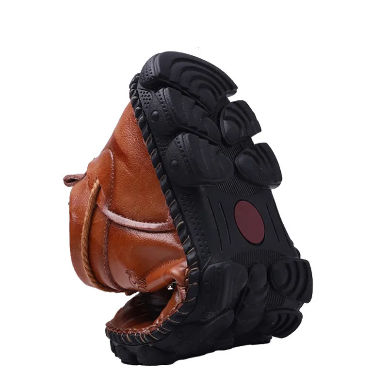 Mens Hand Stitching Non-Slip Soft Sole Genuine Leather Ankle Chukka Boots - Image 2