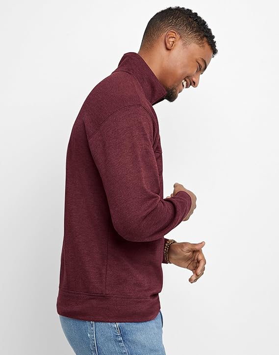 Men's Originals French Terry Hoodie, Quarter Zip Pullover, Lightweight Fleece - Image 3