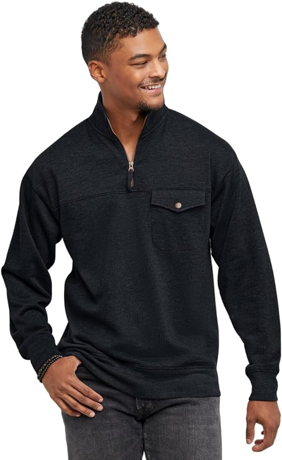 Men's Originals French Terry Hoodie, Quarter Zip Pullover, Lightweight Fleece - Image 6