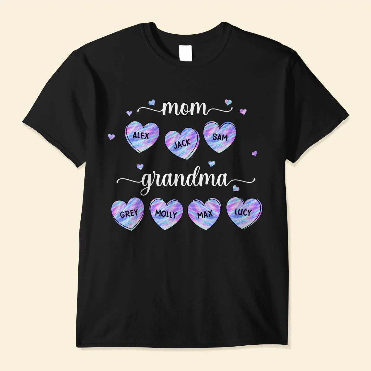 Mom Grandma Hologram Sweet Heart Personalized T-Shirt - Image 2