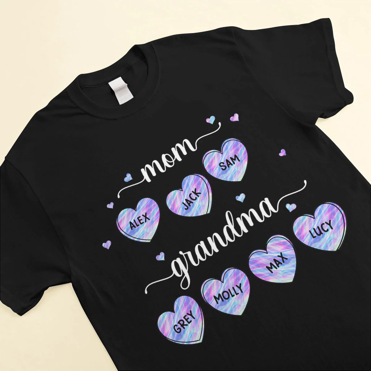Mom Grandma Hologram Sweet Heart Personalized T-Shirt - Image 3