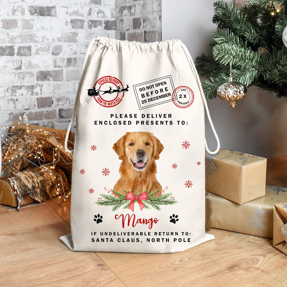 Personalised Christmas Santa Sack With Pet Photo, Christmas Bag, Gift For Dog Lovers - Image 3