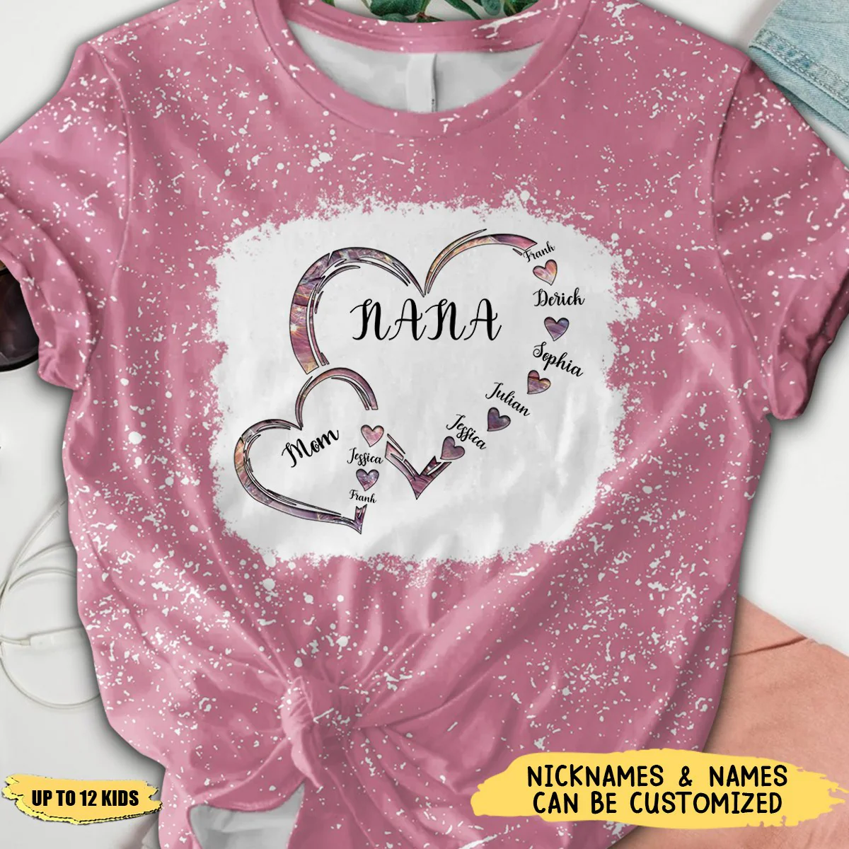 Personalized Mom Grandma And Kids Heart T-shirt, Gift Idea For Mother Grandma - Image 2