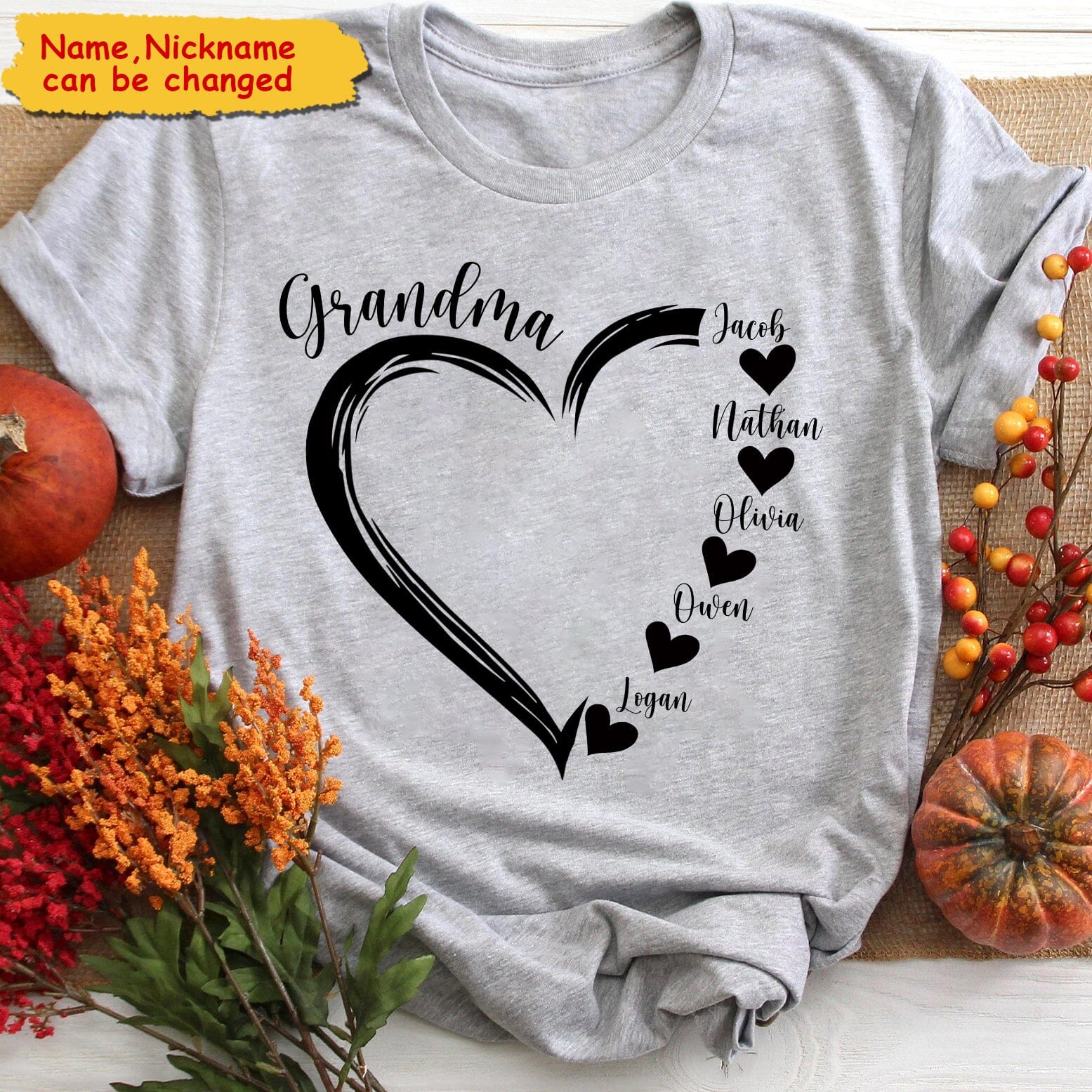 Personalized Sweet Heart Grandma, Nana, Mom Kids Shirt - Image 3