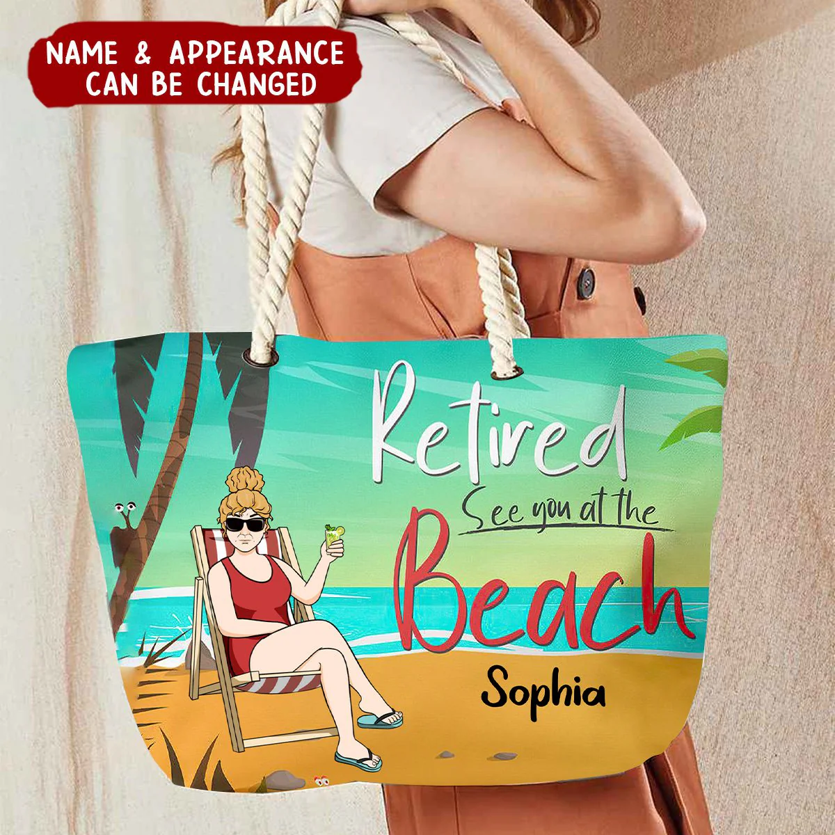 Retired See You At The Beach - Personalized Beach Bag - Image 2