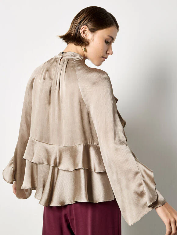 Ruffle Crinkle Satin Top - Image 2