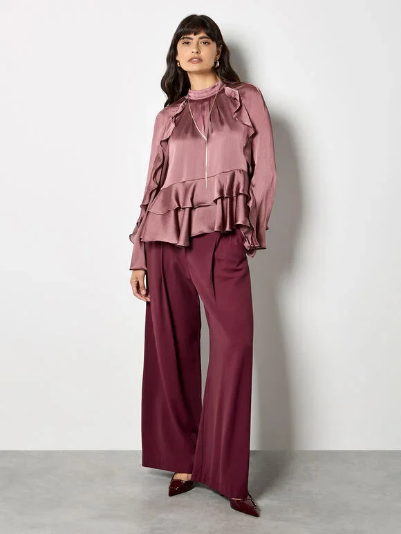 Ruffle Crinkle Satin Top - Image 3