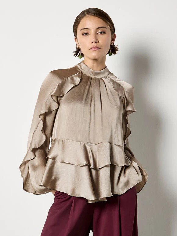 Ruffle Crinkle Satin Top - Image 4