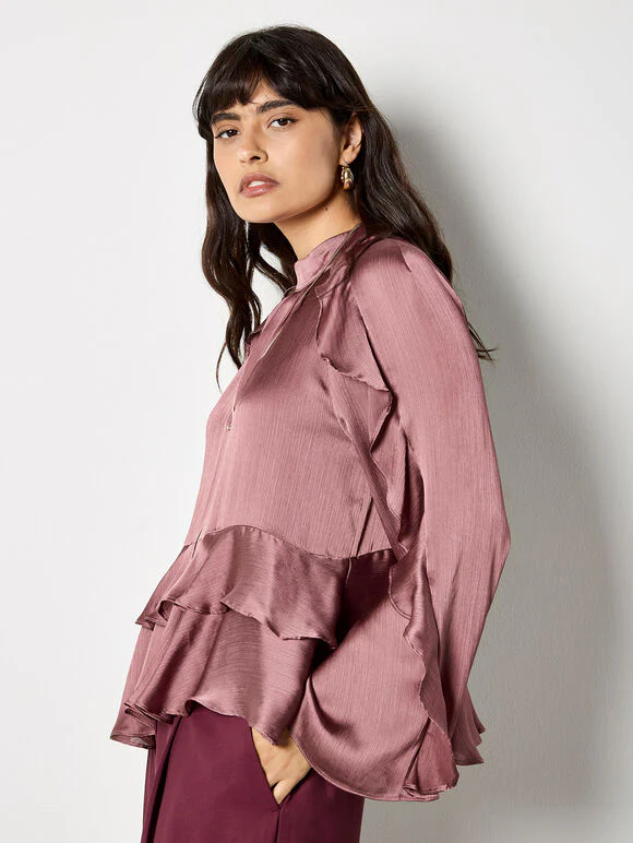 Ruffle Crinkle Satin Top - Image 6