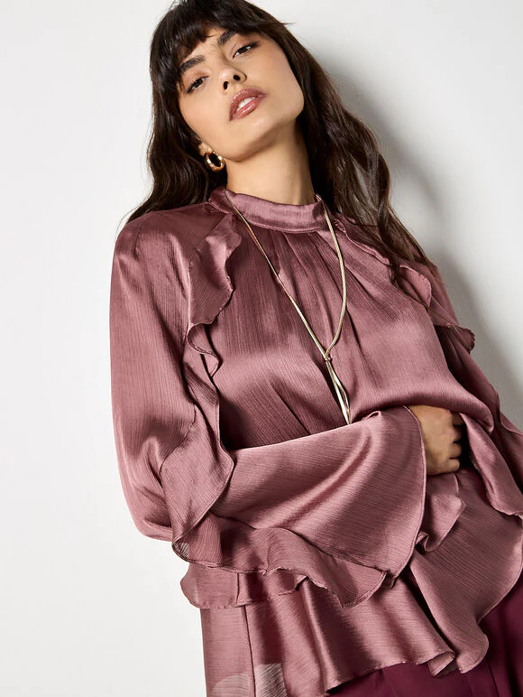 Ruffle Crinkle Satin Top - Image 7