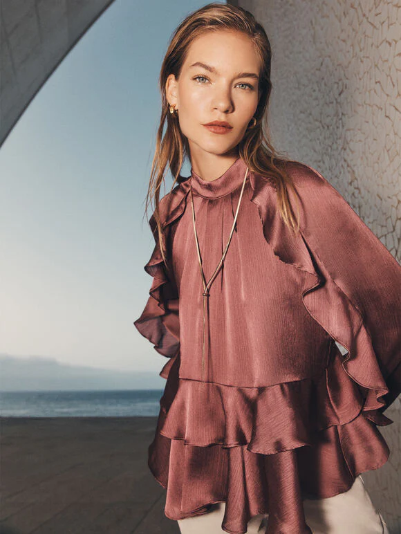 Ruffle Crinkle Satin Top - Image 8