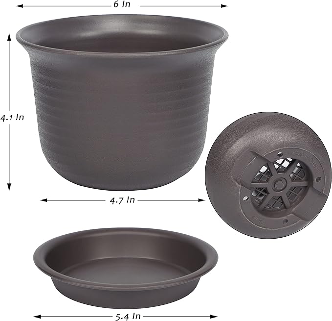 SAND MINE 15 Pack Plant Pots, 6 inches Plastic Pots for Plants, Plastic Planter, Flower Pot with Drainage Hole and Tray, Plants Not Included - Image 6