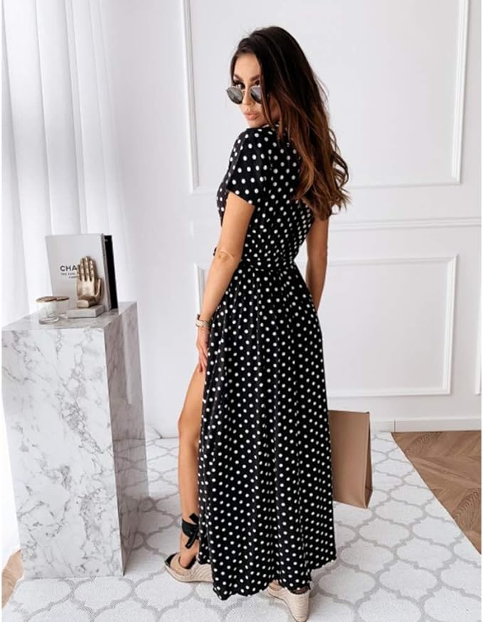 short sleeve skirt V-neck Maxi Dress v neck dress v neck dress deep v Dress party dress summer maxi dress women dresses Skirt Beach dress bohemian - Image 4