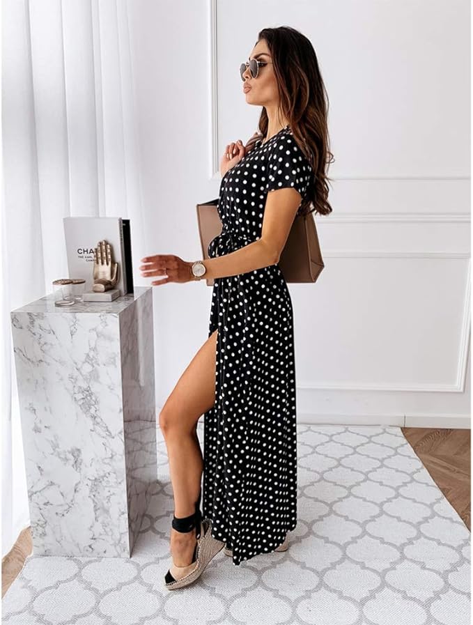 short sleeve skirt V-neck Maxi Dress v neck dress v neck dress deep v Dress party dress summer maxi dress women dresses Skirt Beach dress bohemian - Image 5