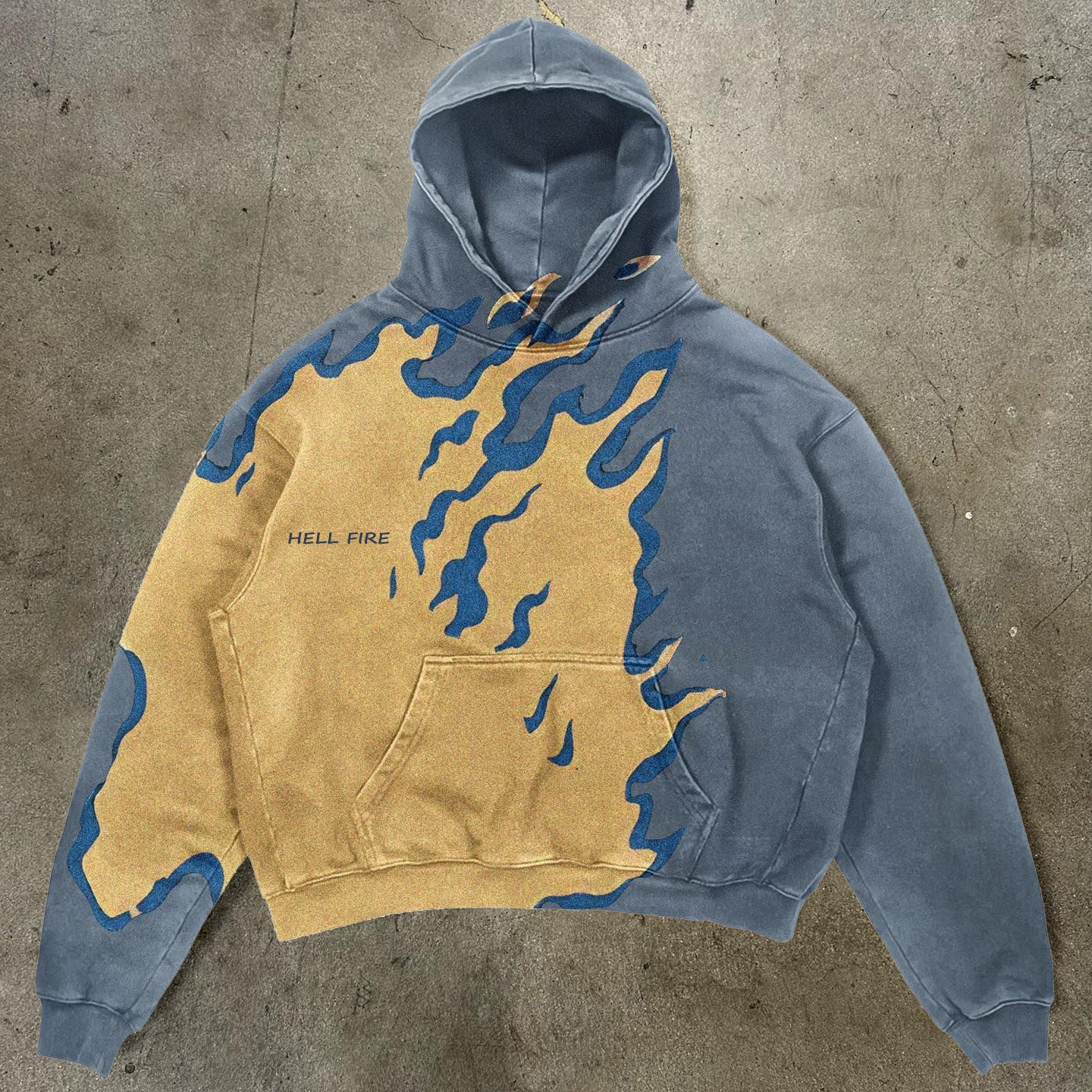 Skull Hell Fire Print Long Sleeve Hoodies - Image 2