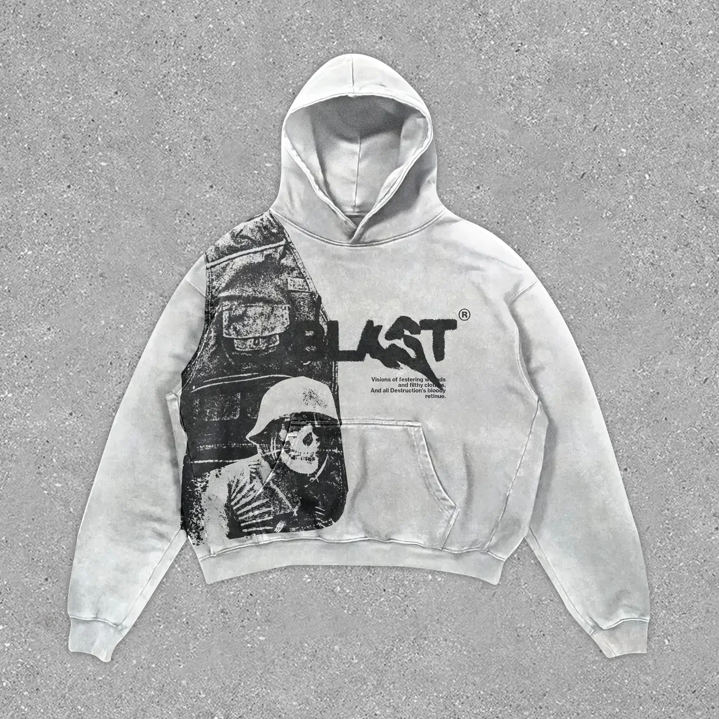 Statement Street Style Vintage Print Long Sleeve Hoodie - Image 2