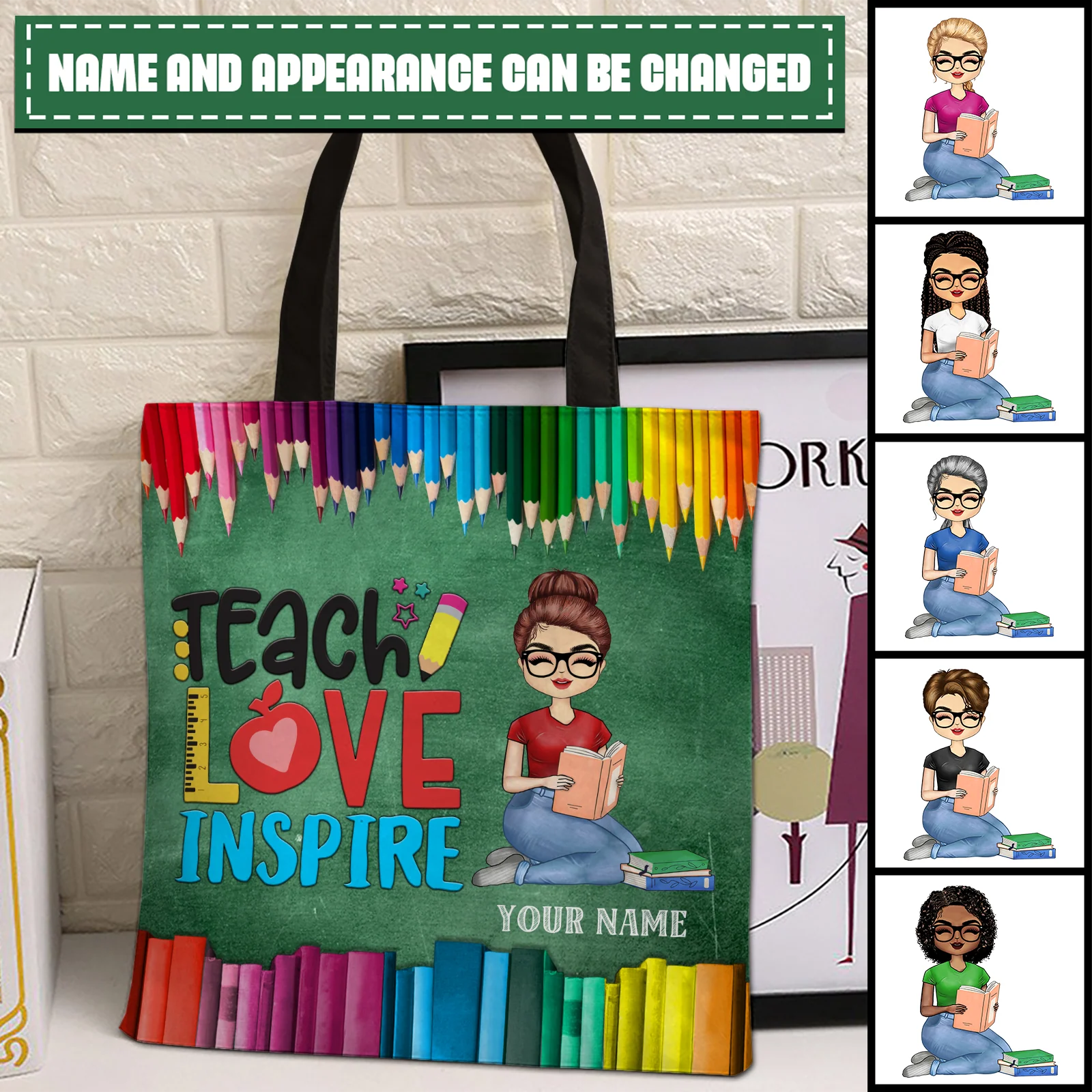 Teacher Personalized All Over Tote Bag -TO097PS02 - Image 2