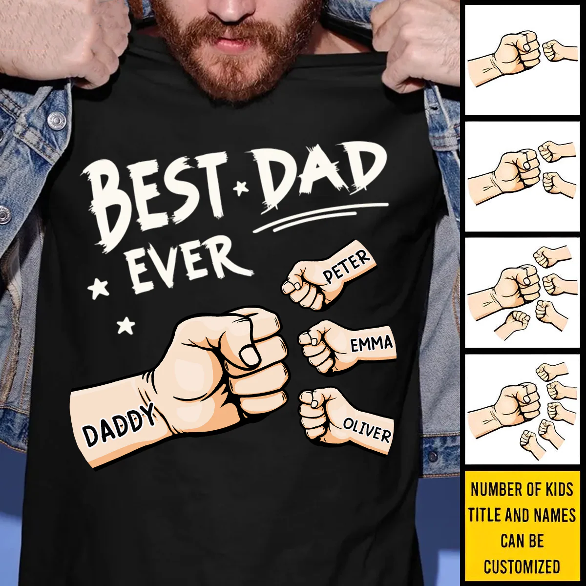 The Best Dad Ever - Family Personalized Unisex T-shirt - Father's Day, Birthday Gift For Dad - Image 2