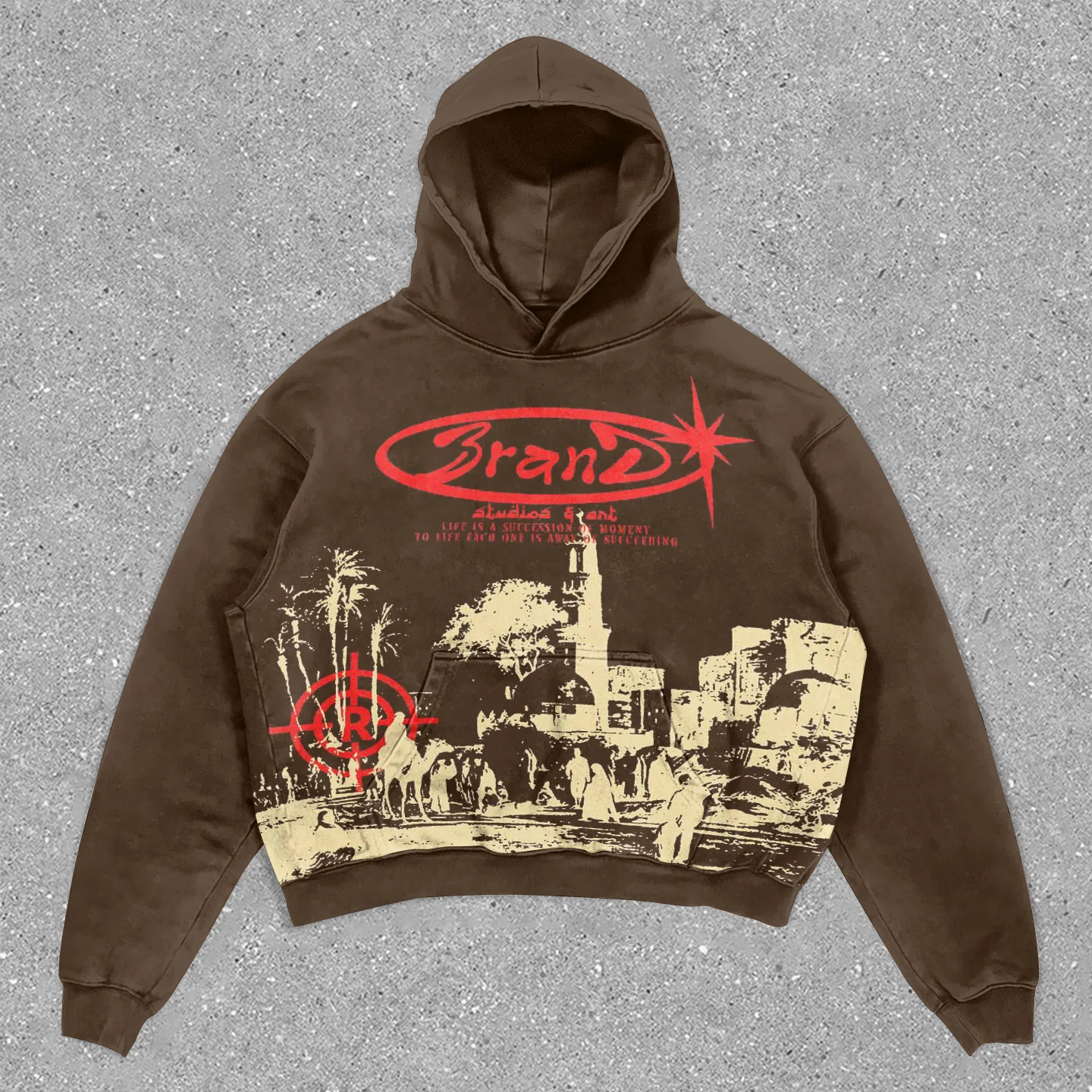 Trendy Vintage Print Hoodie - Image 2