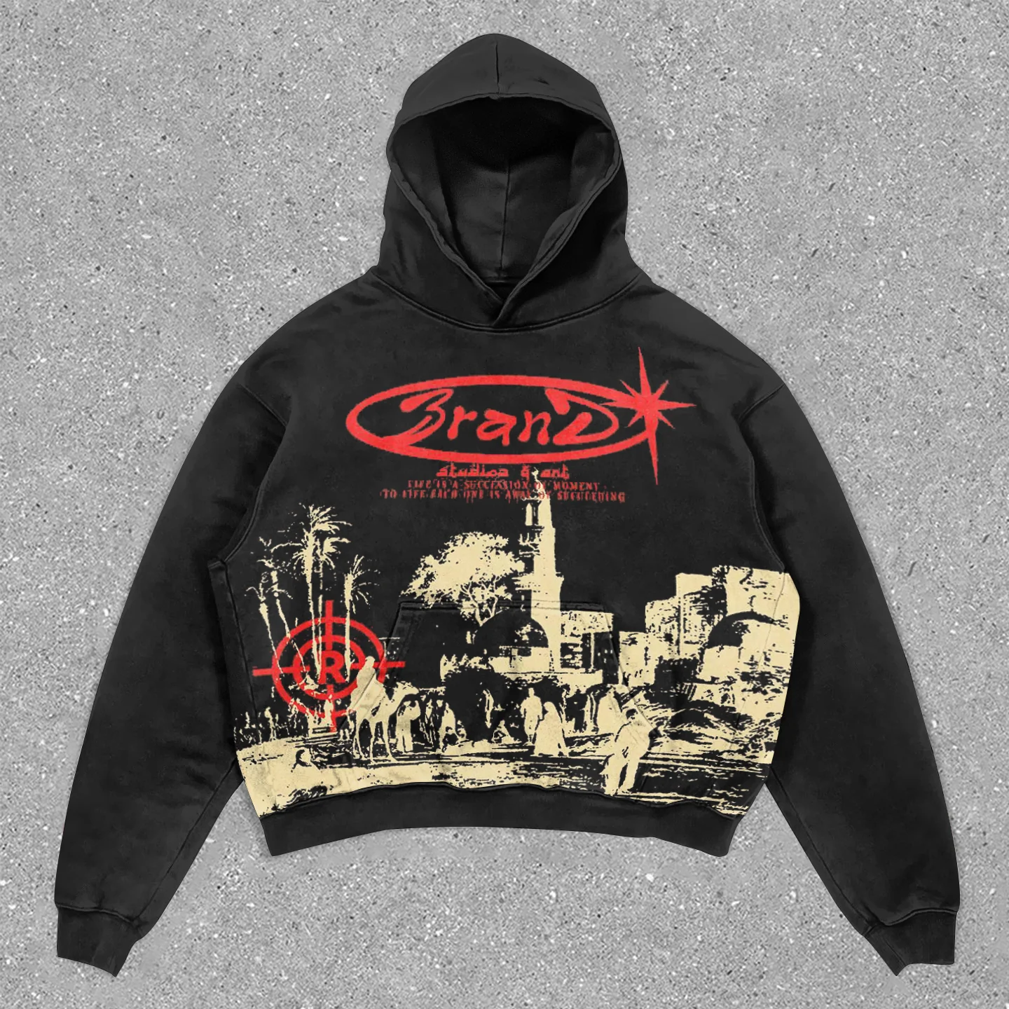 Trendy Vintage Print Hoodie - Image 5